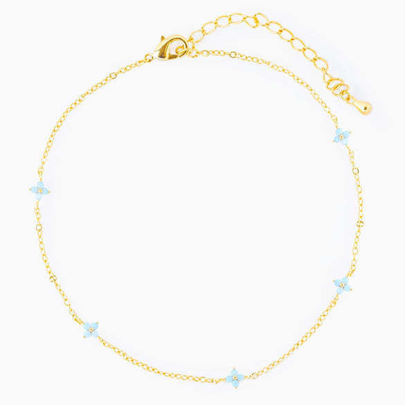 Anklet Gold White K Rose Gold Flower Style For Women