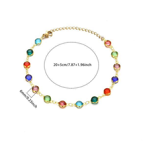 Anklet Jewelry Accessories Stainless Steel Glass Glazed Alloy Inlaid With Artificial Gemstones And Semiprecious Stones Geometric Style For Women