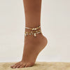 Anklet Natural Shell Starfish Imitation Pearls Animal Zodiac Elastic Rice Beads Casual Style Women's