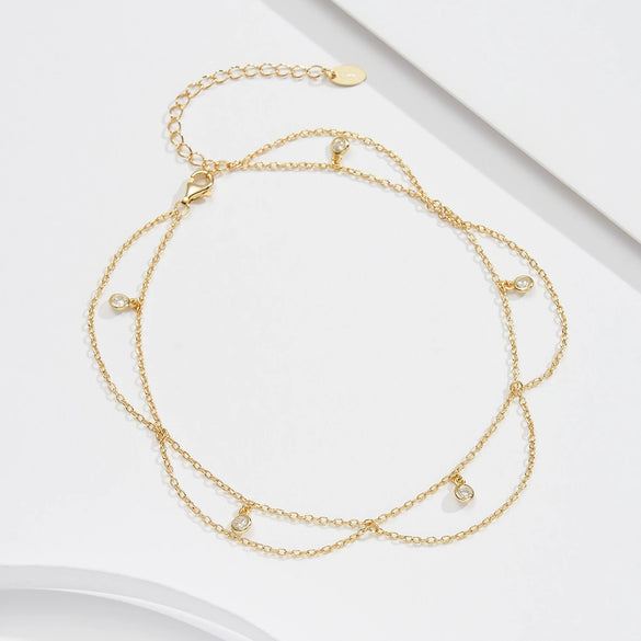 Anklet S925 Sterling Silver Geometric Bohemian Style