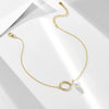 Anklet 925 Sterling Silver Natural Pearl Geometric Style Women's