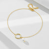 Anklet 925 Sterling Silver Natural Pearl Geometric Style Women's