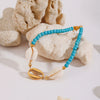 Anklet Synthetic Blue Turquoise Stone Titanium Steel 18K Gold Geometric Style Women's