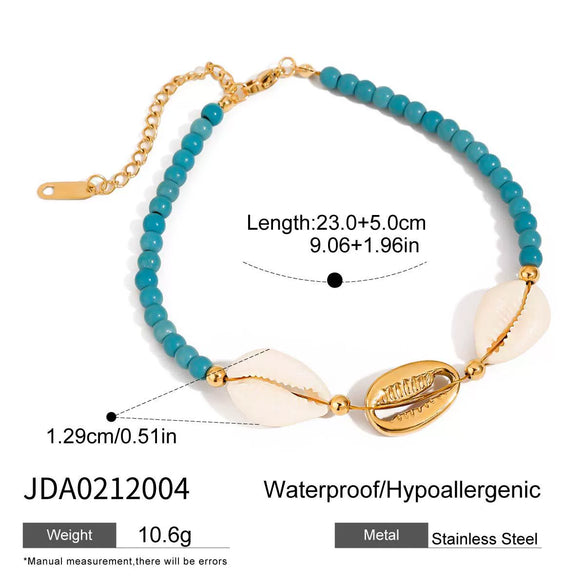 Anklet Synthetic Blue Turquoise Stone Titanium Steel 18K Gold Geometric Style Women's