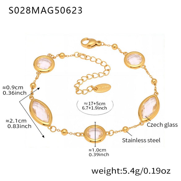 Anklet Titanium Steel Gold Plated With Artificial Gemstones And Semiprecious Stones Geometric Style Jewelry