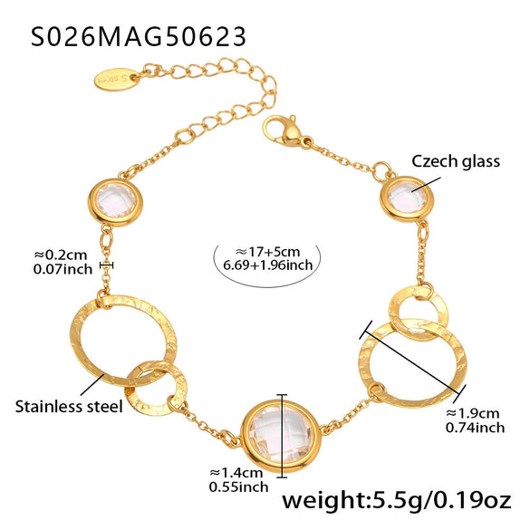 Anklet Titanium Steel Gold Plated With Artificial Gemstones And Semiprecious Stones Geometric Style Jewelry