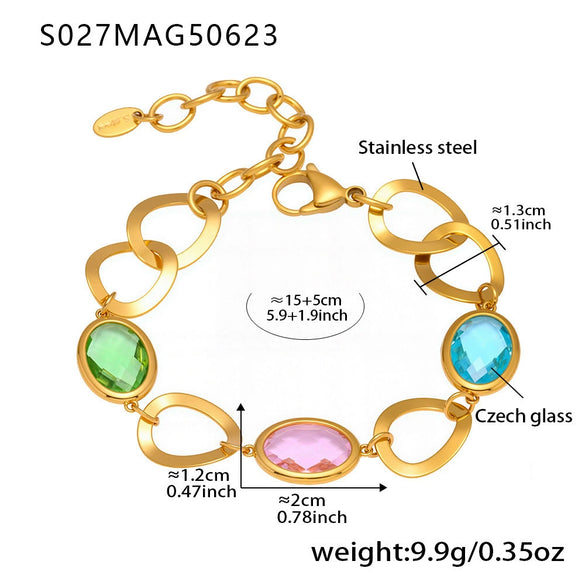 Anklet Titanium Steel Gold Plated With Artificial Gemstones And Semiprecious Stones Geometric Style Jewelry