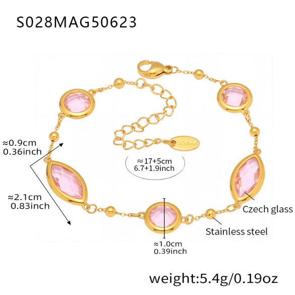 Anklet Titanium Steel Gold Plated With Artificial Gemstones And Semiprecious Stones Geometric Style Jewelry