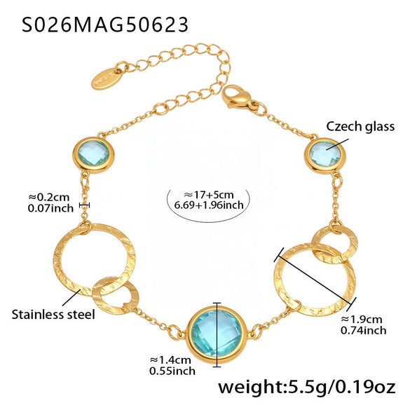 Anklet Titanium Steel Gold Plated With Artificial Gemstones And Semiprecious Stones Geometric Style Jewelry