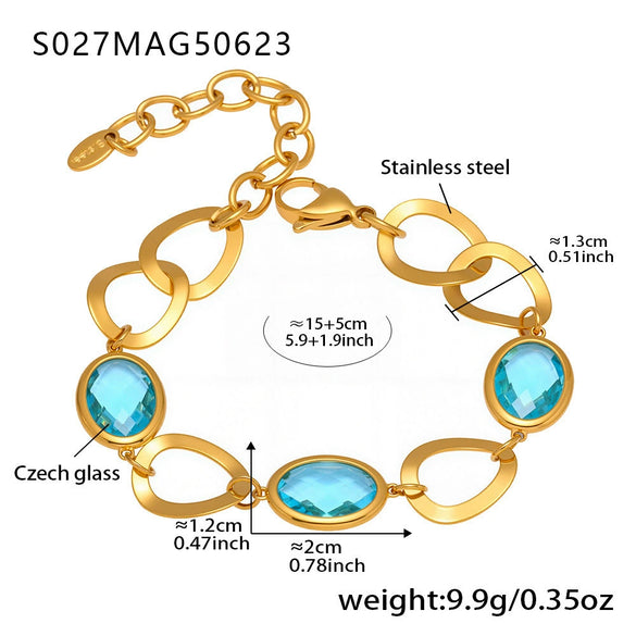 Anklet Titanium Steel Gold Plated With Artificial Gemstones And Semiprecious Stones Geometric Style Jewelry