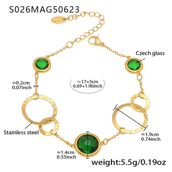 Anklet Titanium Steel Gold Plated With Artificial Gemstones And Semiprecious Stones Geometric Style Jewelry