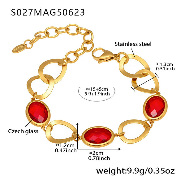 Anklet Titanium Steel Gold Plated With Artificial Gemstones And Semiprecious Stones Geometric Style Jewelry