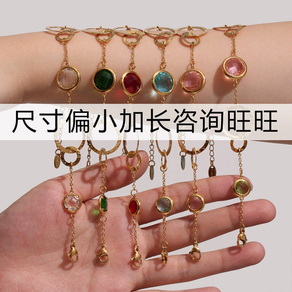 Anklet Titanium Steel Gold Plated With Artificial Gemstones And Semiprecious Stones Geometric Style Jewelry