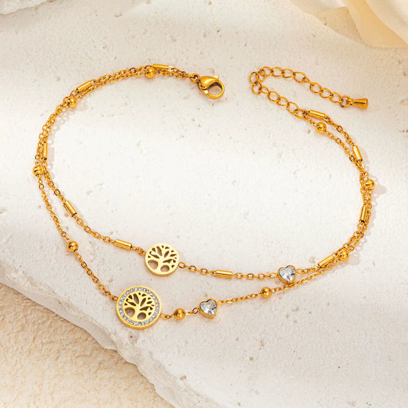 Anklet Titanium Steel Heart Butterfly Flower Electroplated Jewelry Fashion