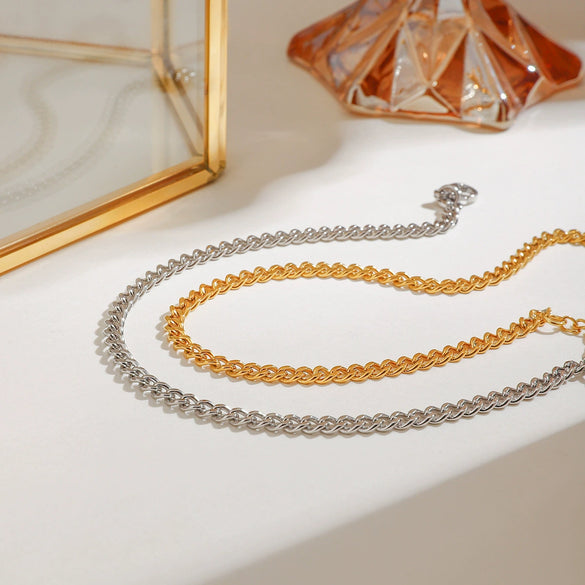 Anklet Titanium Steel 18K Gold Geometric Style Double Layer Square Shell Bead