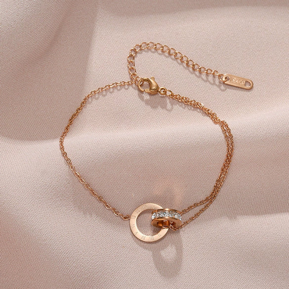 Anklet Titanium Steel Roman Doublering With Letters Numbers Text For Women