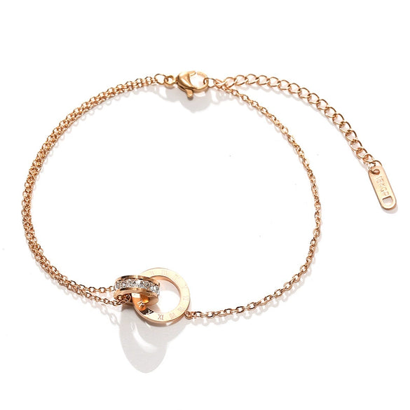 Anklet Titanium Steel Roman Doublering With Letters Numbers Text For Women