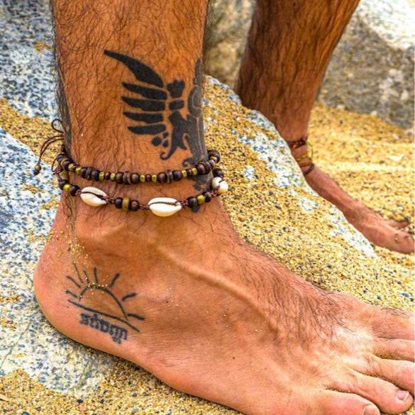 Anklet Wooden Beads Coconut Shell Shell Geometric Style Braided Adjustable For Men
