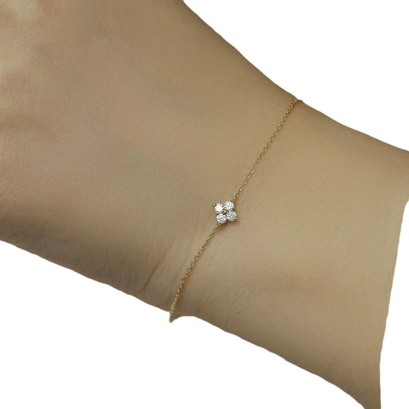 Anklet Zircon Four Leaf Clover Flower Light Luxury