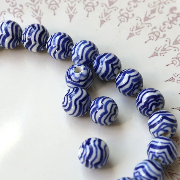 Antique Blue And White Porcelain Beads Handmade Earrings Accessories