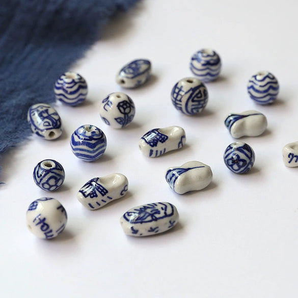 Antique Blue And White Porcelain Beads Handmade Earrings Accessories