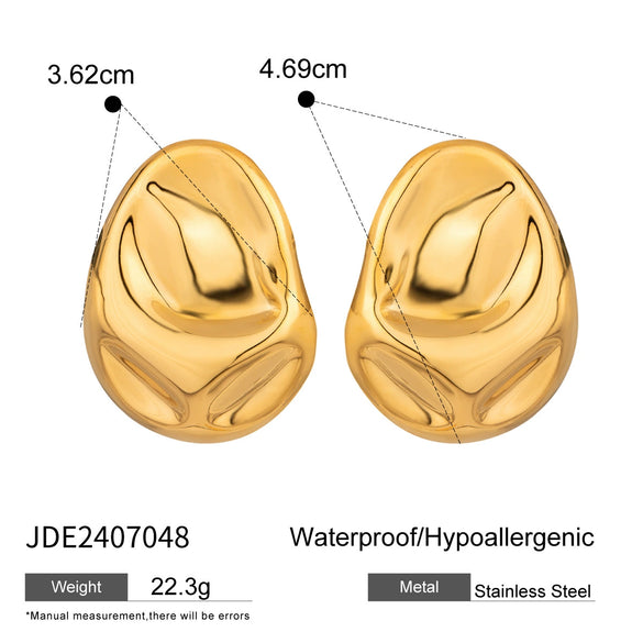Antique Exaggerated Stainless Steel Earrings With Geometric Style And Electroplating Treatment For Women