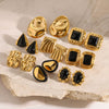 Antique Exaggerated Stainless Steel Earrings With Geometric Style And Electroplating Treatment For Women