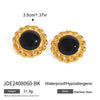 Antique Exaggerated Stainless Steel Earrings With Geometric Style And Electroplating Treatment For Women
