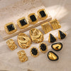 Antique Exaggerated Stainless Steel Earrings With Geometric Style And Electroplating Treatment For Women