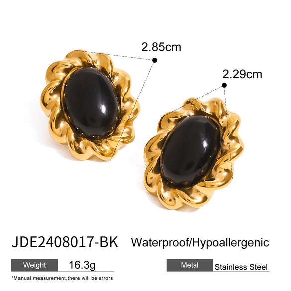 Antique Exaggerated Stainless Steel Earrings With Geometric Style And Electroplating Treatment For Women