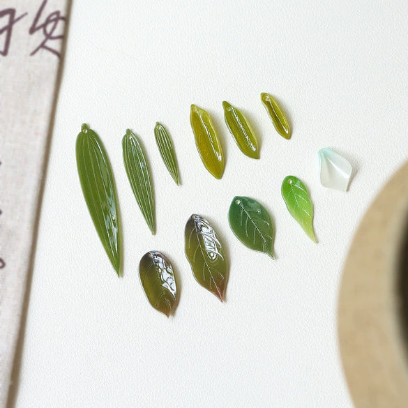 Antique Natural Style Leaf Pattern Epoxy Heat Shrinkable Pendant Jewelry Hairpin Accessories