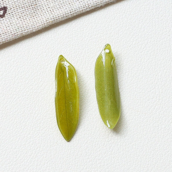 Antique Natural Style Leaf Pattern Epoxy Heat Shrinkable Pendant Jewelry Hairpin Accessories
