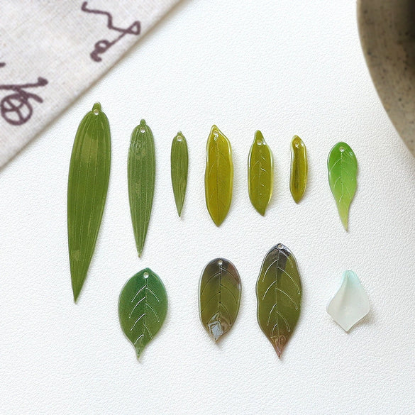 Antique Natural Style Leaf Pattern Epoxy Heat Shrinkable Pendant Jewelry Hairpin Accessories