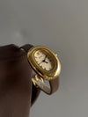 Antique Oval Mini Bathtub Golden Women's Quartz Wristwatch With Stainless Steel Buckle And Metal Case In Medieval Style