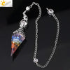 Antique Silver Tone Natural Crystal Tapered Pendant Necklace With Colorful Stone Resin Design Personality Jewelry