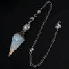 Antique Silver Tone Natural Crystal Tapered Pendant Necklace With Colorful Stone Resin Design Personality Jewelry