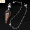 Antique Silver Tone Natural Crystal Tapered Pendant Necklace With Colorful Stone Resin Design Personality Jewelry