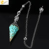 Antique Silver Tone Natural Crystal Tapered Pendant Necklace With Colorful Stone Resin Design Personality Jewelry
