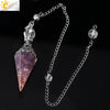 Antique Silver Tone Natural Crystal Tapered Pendant Necklace With Colorful Stone Resin Design Personality Jewelry