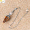 Antique Silver Tone Natural Crystal Tapered Pendant Necklace With Colorful Stone Resin Design Personality Jewelry