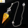Antique Silver Tone Natural Crystal Tapered Pendant Necklace With Colorful Stone Resin Design Personality Jewelry