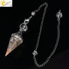 Antique Silver Tone Natural Crystal Tapered Pendant Necklace With Colorful Stone Resin Design Personality Jewelry