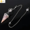 Antique Silver Tone Natural Crystal Tapered Pendant Necklace With Colorful Stone Resin Design Personality Jewelry