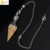 Antique Silver Tone Natural Crystal Tapered Pendant Necklace With Colorful Stone Resin Design Personality Jewelry