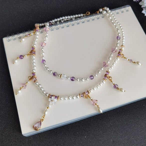 Antique Style Alloy Pearl Tassel Hair Wreath Necklace Inspired Simple Versatile Fairy Hair Accessory