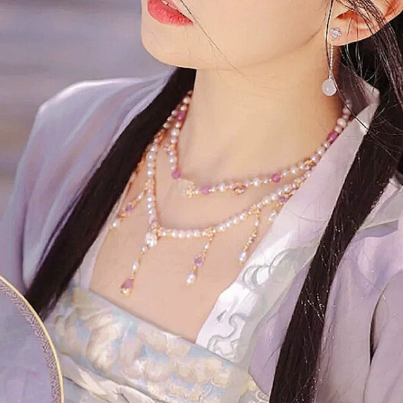 Antique Style Alloy Pearl Tassel Hair Wreath Necklace Inspired Simple Versatile Fairy Hair Accessory
