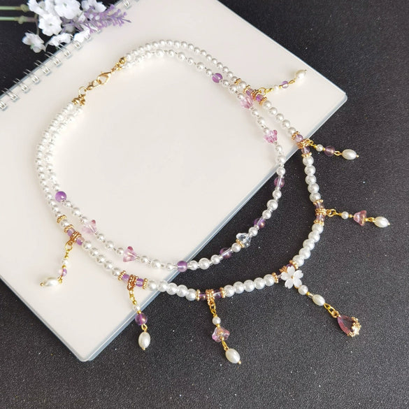 Antique Style Alloy Pearl Tassel Hair Wreath Necklace Inspired Simple Versatile Fairy Hair Accessory