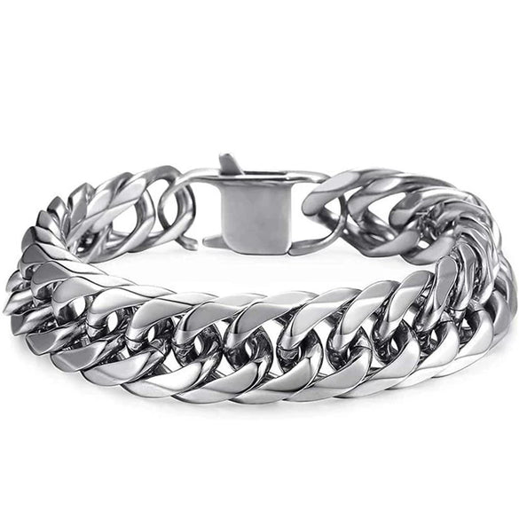 Antique Style Titanium Steel And Stainless Steel Cuban Chain Bracelet Or Necklace With Geometric Buckle Electroplated Unisex Jewelry