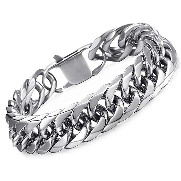 Antique Style Titanium Steel And Stainless Steel Cuban Chain Bracelet Or Necklace With Geometric Buckle Electroplated Unisex Jewelry