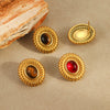 Antique Vintage Tiger Eye Stone Agate Women's Geometric Stainless Steel 18K Electroplating Earrings